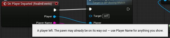 The On Player Departed event with its tooltip