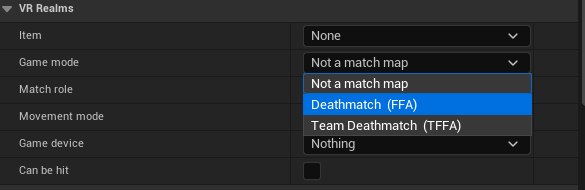 The Game mode dropdown open: Not a match map, Deathmatch (FFA), Team Deathmatch